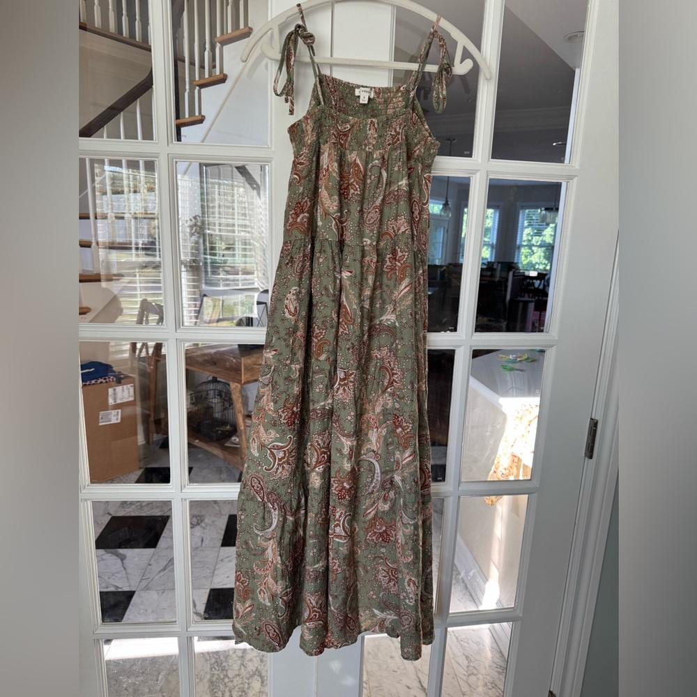 Anthropologie BLU PEPPER Paisley Floral Maxi Midi Dress S Sage Boho Cottagecore - Picture 4 of 8